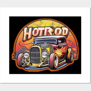 Hot Rod with sunset Posters and Art